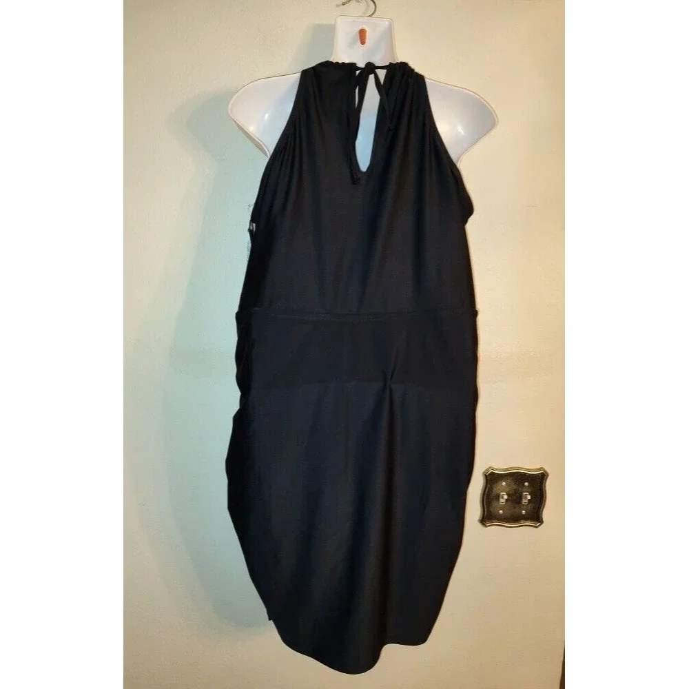 New with tag Women Swimsuits for All Black One Piece Swim Dress w Briefs Size 22